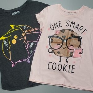 Set Of 2 Place Pink Cookie Shirt And Pokémon Pikachu Graphic T-Shirts